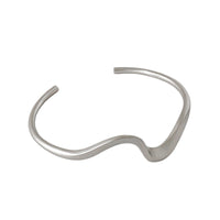 Simple Irregular Wave 925 Sterling Silver Open Bangle - KIAHMILLA