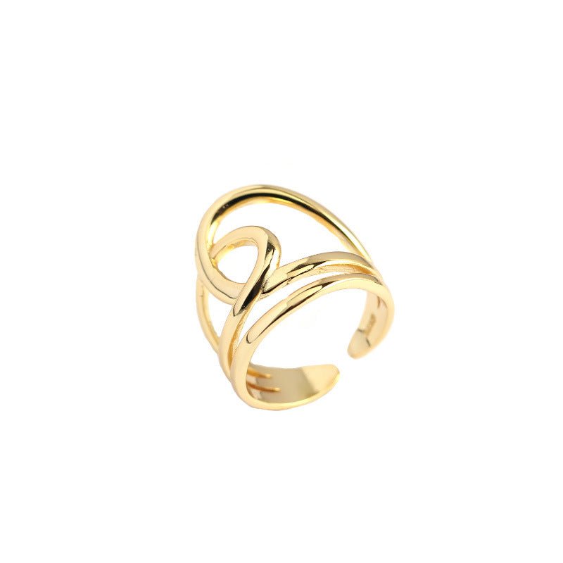 Simple Lines Cross Double Layer 925 Sterling Silver Adjustable Ring - KIAHMILLA
