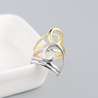 Simple Lines Cross Double Layer 925 Sterling Silver Adjustable Ring - KIAHMILLA
