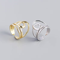 Simple Lines Cross Double Layer 925 Sterling Silver Adjustable Ring - KIAHMILLA