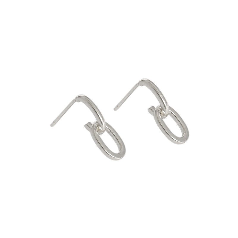 Simple Mini Loop Chain 925 Sterling Silver Stud Earrings - KIAHMILLA