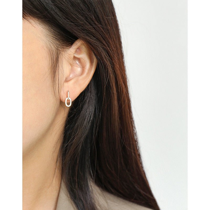 Simple Mini Loop Chain 925 Sterling Silver Stud Earrings - KIAHMILLA