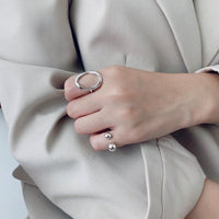 Simple Mother Child Balls 925 Sterling Silver Adjustable Ring - KIAHMILLA