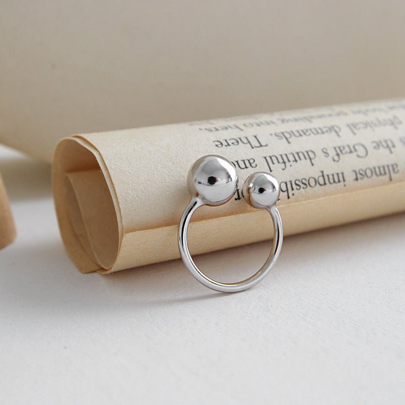 Simple Mother Child Balls 925 Sterling Silver Adjustable Ring - KIAHMILLA
