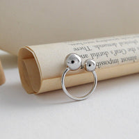 Simple Mother Child Balls 925 Sterling Silver Adjustable Ring - KIAHMILLA