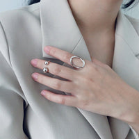 Simple Mother Child Balls 925 Sterling Silver Adjustable Ring - KIAHMILLA