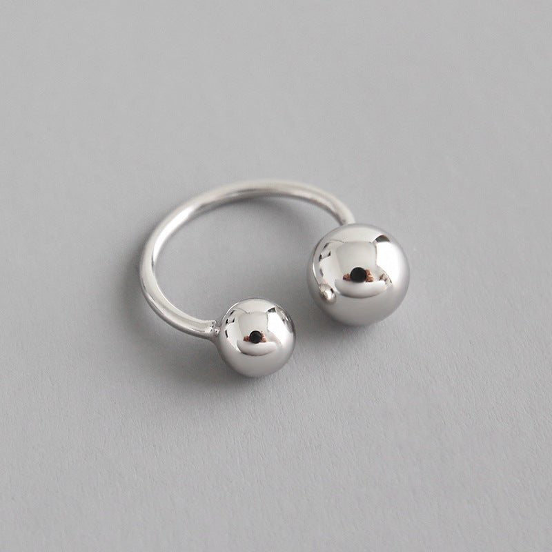 Simple Mother Child Balls 925 Sterling Silver Adjustable Ring - KIAHMILLA