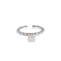 Simple Oval Created Opal 925 Sterling Silver Adjustable Ring - KIAHMILLA