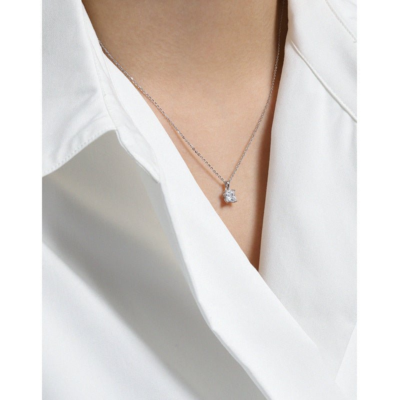 Simple Radiant CZ New 925 Sterling Silver Necklace - KIAHMILLA