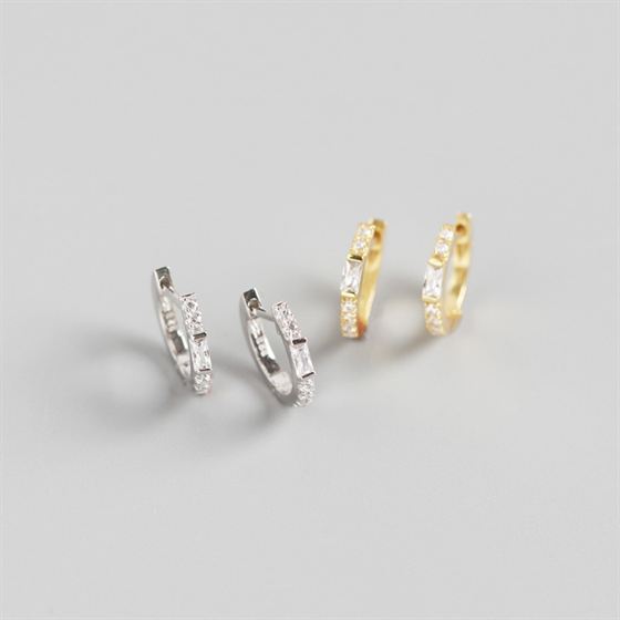 Simple Rectangle CZ 925 Sterling Silver Leverback Earrings - KIAHMILLA