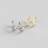Simple Rectangle CZ 925 Sterling Silver Leverback Earrings - KIAHMILLA