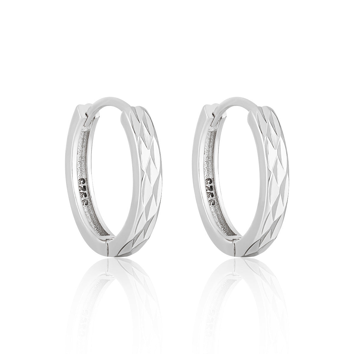 Simple Rhombu Pattern Circle 925 Sterling Silver Hoop Earrings - KIAHMILLA