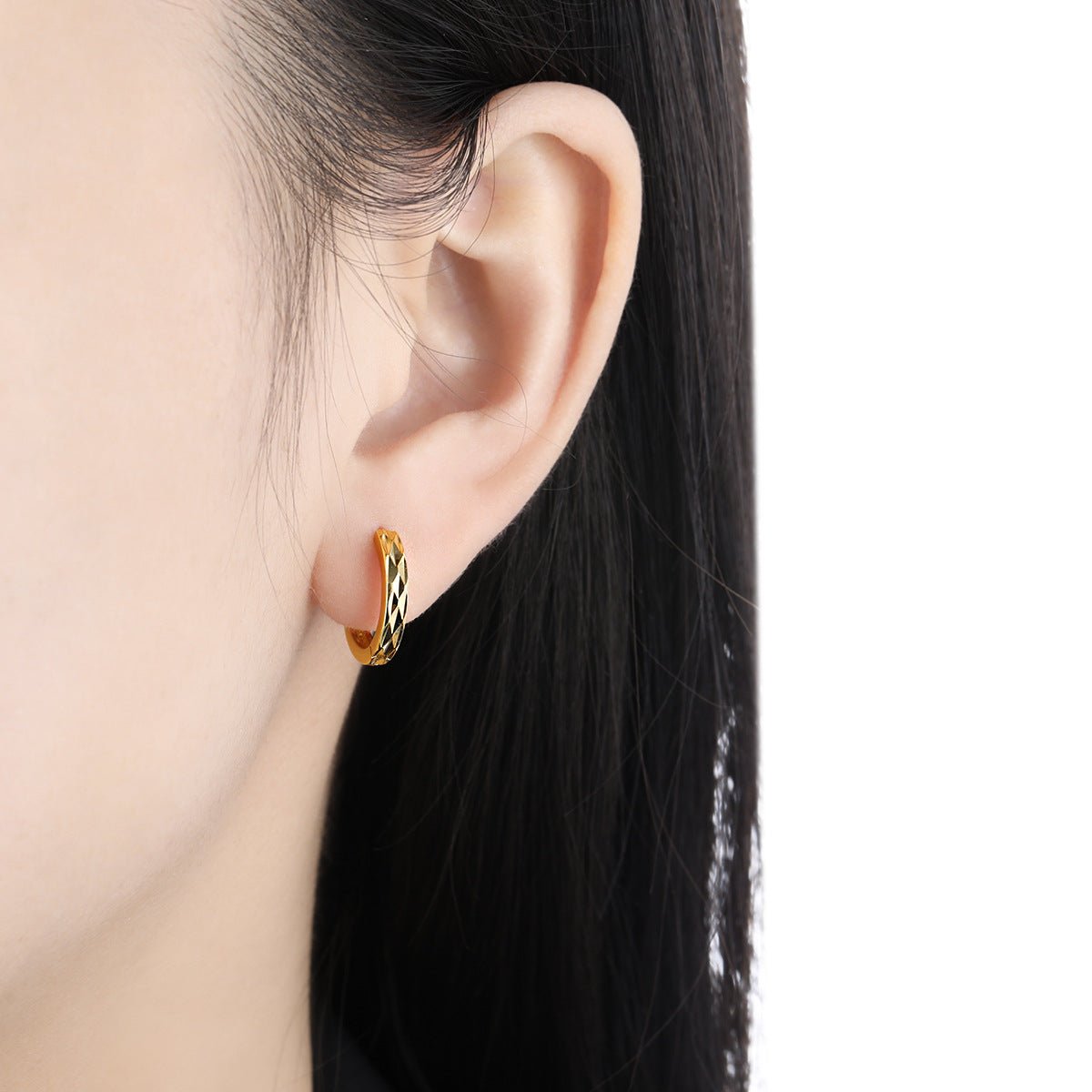 Simple Rhombu Pattern Circle 925 Sterling Silver Hoop Earrings - KIAHMILLA