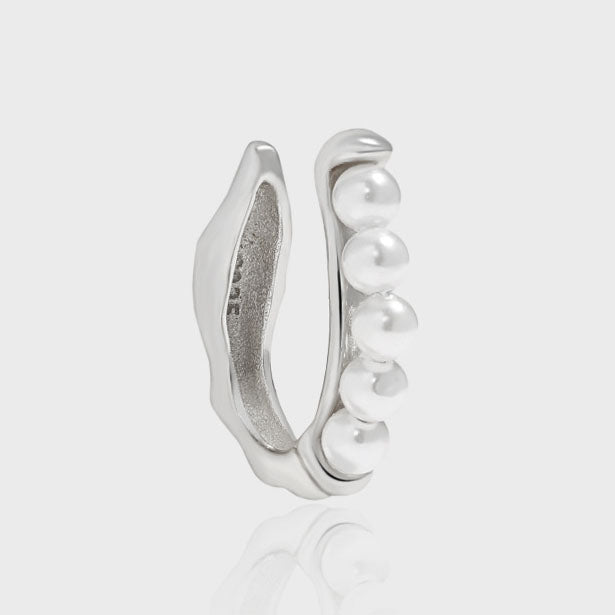 Simple Round 5 Shell Pearls 925 Sterling Silver Non-Pierced Earring(Single) - KIAHMILLA
