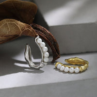 Simple Round 5 Shell Pearls 925 Sterling Silver Non-Pierced Earring(Single) - KIAHMILLA