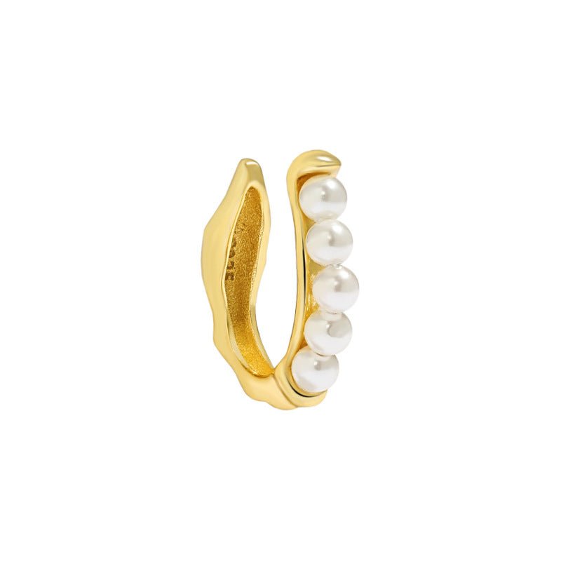 Simple Round 5 Shell Pearls 925 Sterling Silver Non-Pierced Earring(Single) - KIAHMILLA