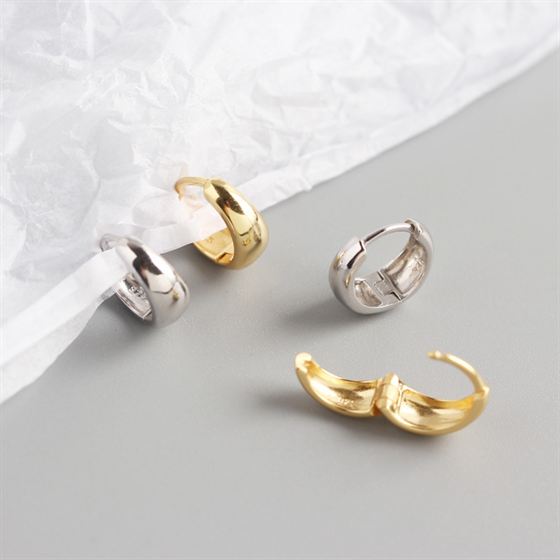 Simple Round Circle 925 Sterling Silver Huggie Hoop Earrings - KIAHMILLA
