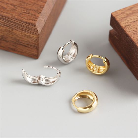 Simple Round Circle 925 Sterling Silver Huggie Hoop Earrings - KIAHMILLA