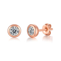 Simple Round Moissanite CZ 925 Sterling Silver Stud Earrings - KIAHMILLA