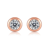 Simple Round Moissanite CZ 925 Sterling Silver Stud Earrings - KIAHMILLA