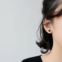 Simple Round Natural Agate 925 Sterling Silver Stud Earrings - KIAHMILLA