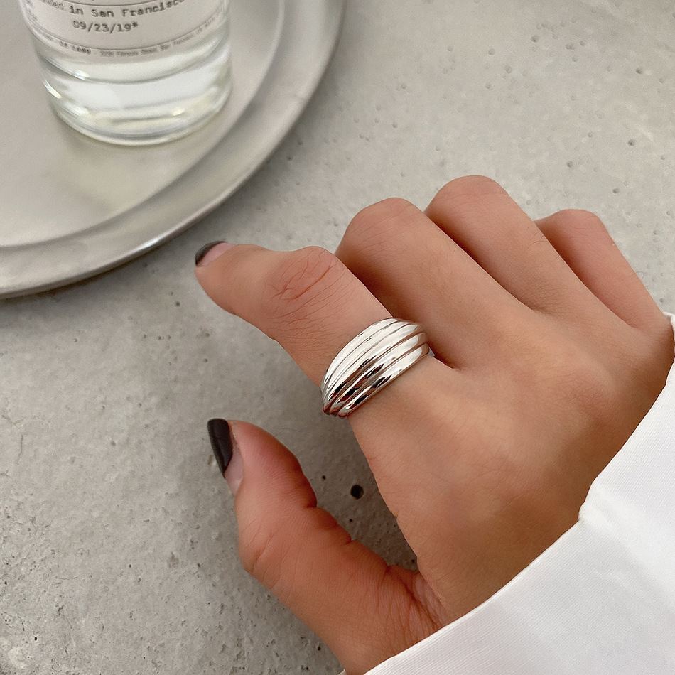 Simple Triple Layer 925 Sterling Silver Adjustable Ring - KIAHMILLA