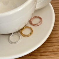 Simple Twisted Triple Layers Circles 925 Sterling Silver Stacker Ring - KIAHMILLA