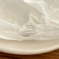 Simple Twisted Triple Layers Circles 925 Sterling Silver Stacker Ring - KIAHMILLA