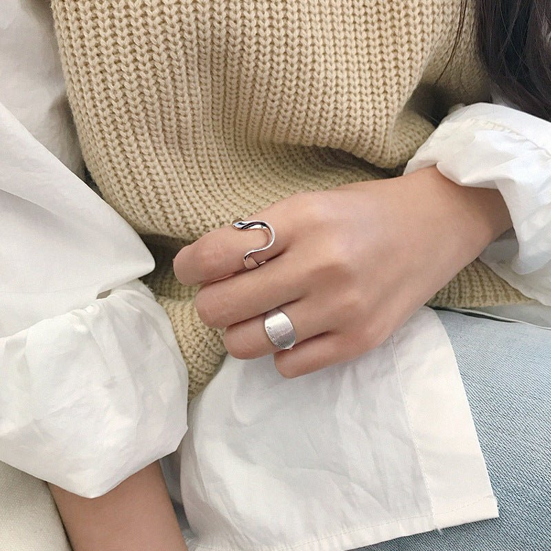 Simple Twisted U Shape 925 Sterling Silver Adjustable Ring - KIAHMILLA
