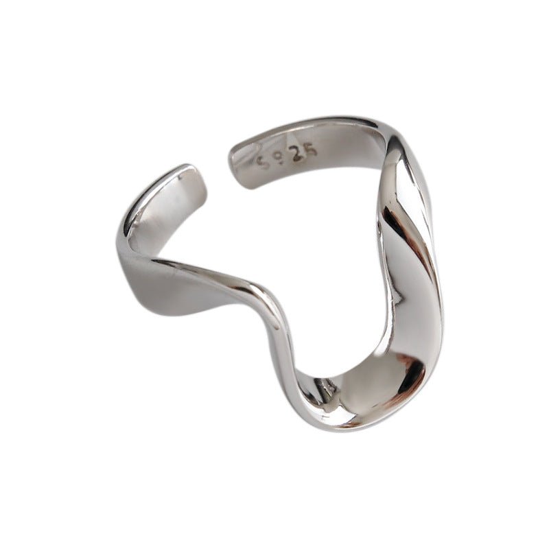 Simple Twisted U Shape 925 Sterling Silver Adjustable Ring - KIAHMILLA
