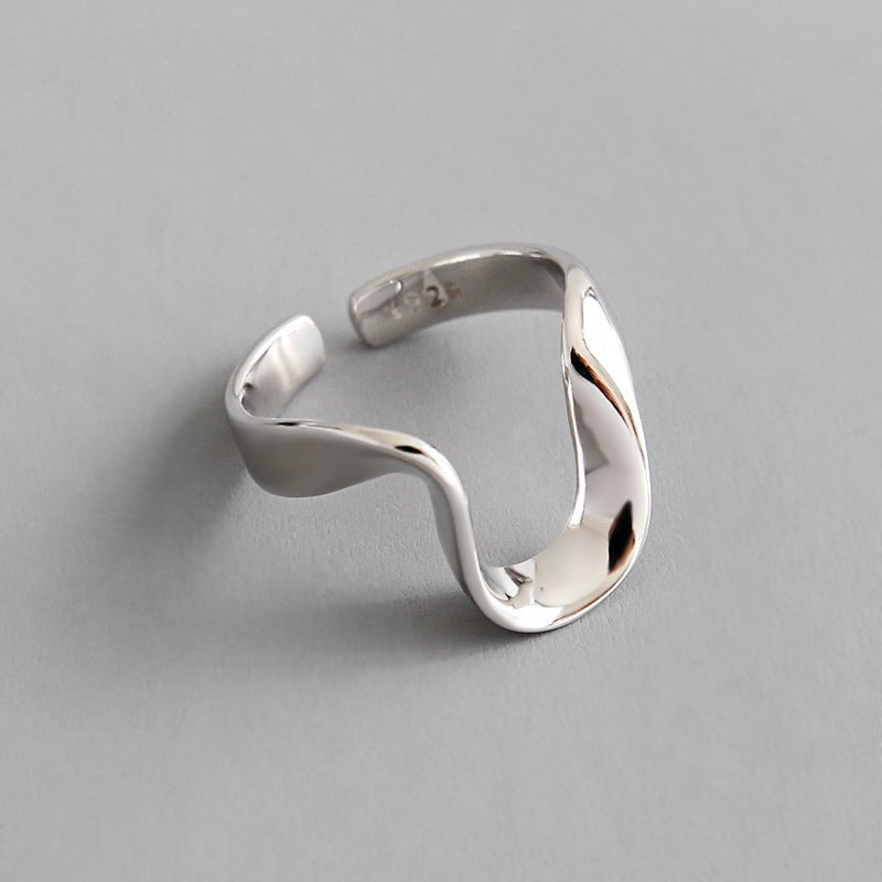 Simple Twisted U Shape 925 Sterling Silver Adjustable Ring - KIAHMILLA
