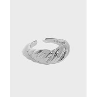 Simple Twisted Wide Office 925 Sterling Silver Adjustable Ring - KIAHMILLA
