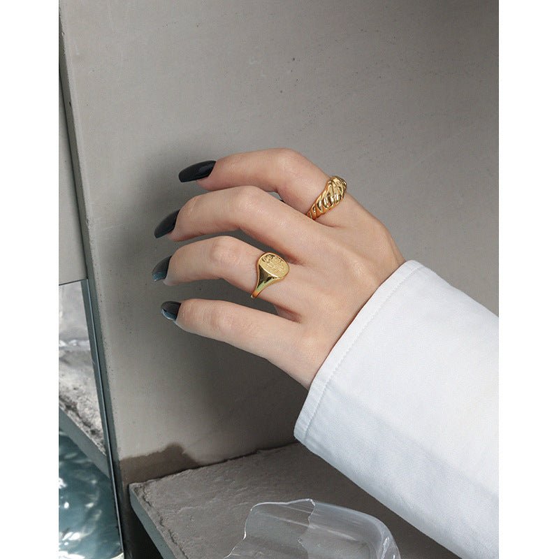 Simple Twisted Wide Office 925 Sterling Silver Adjustable Ring - KIAHMILLA