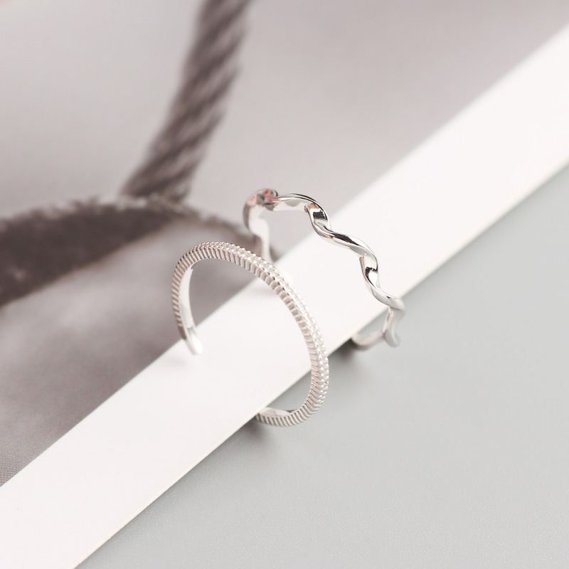 Simple Wave Twisted 925 Sterling Silver Adjustable Ring - KIAHMILLA
