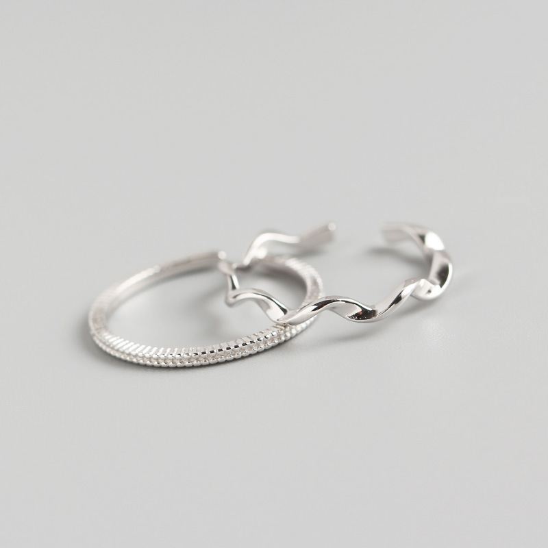 Simple Wave Twisted 925 Sterling Silver Adjustable Ring - KIAHMILLA