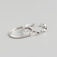 Simple Wave Twisted 925 Sterling Silver Adjustable Ring - KIAHMILLA