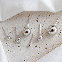 Smooth Round Bead 925 Sterling Silver Studs Earrings 2.5/3/4/5/6/8/10 mm - KIAHMILLA