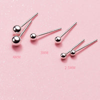 Smooth Round Bead 925 Sterling Silver Studs Earrings 2.5/3/4/5/6/8/10 mm - KIAHMILLA