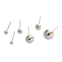 Smooth Round Bead 925 Sterling Silver Studs Earrings 2.5/3/4/5/6/8/10 mm - KIAHMILLA