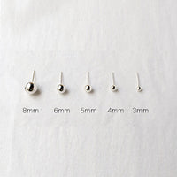 Smooth Round Bead 925 Sterling Silver Studs Earrings 2.5/3/4/5/6/8/10 mm - KIAHMILLA