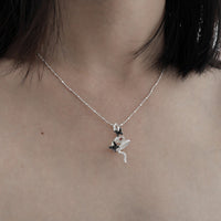 Snake Butterfly Zircon and Red Gemstone Flower Pendant on a 925 Sterling Silver Necklace - KIAHMILLA