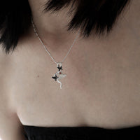 Snake Butterfly Zircon and Red Gemstone Flower Pendant on a 925 Sterling Silver Necklace - KIAHMILLA