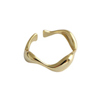 stacked silver ring INS minimalist irregular wavy smooth S925 pure silver open ring for women - KIAHMILLA