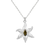 Starfish Design Natural Peridot 925 Sterling Silver Necklace Delicate Unique Style Sea-Inspired Jewelry Pendant - KIAHMILLA