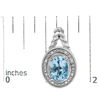 Sterling Silver Oval Blue Topaz and Diamond Accent Twist and Halo Drop Earrings - KIAHMILLA