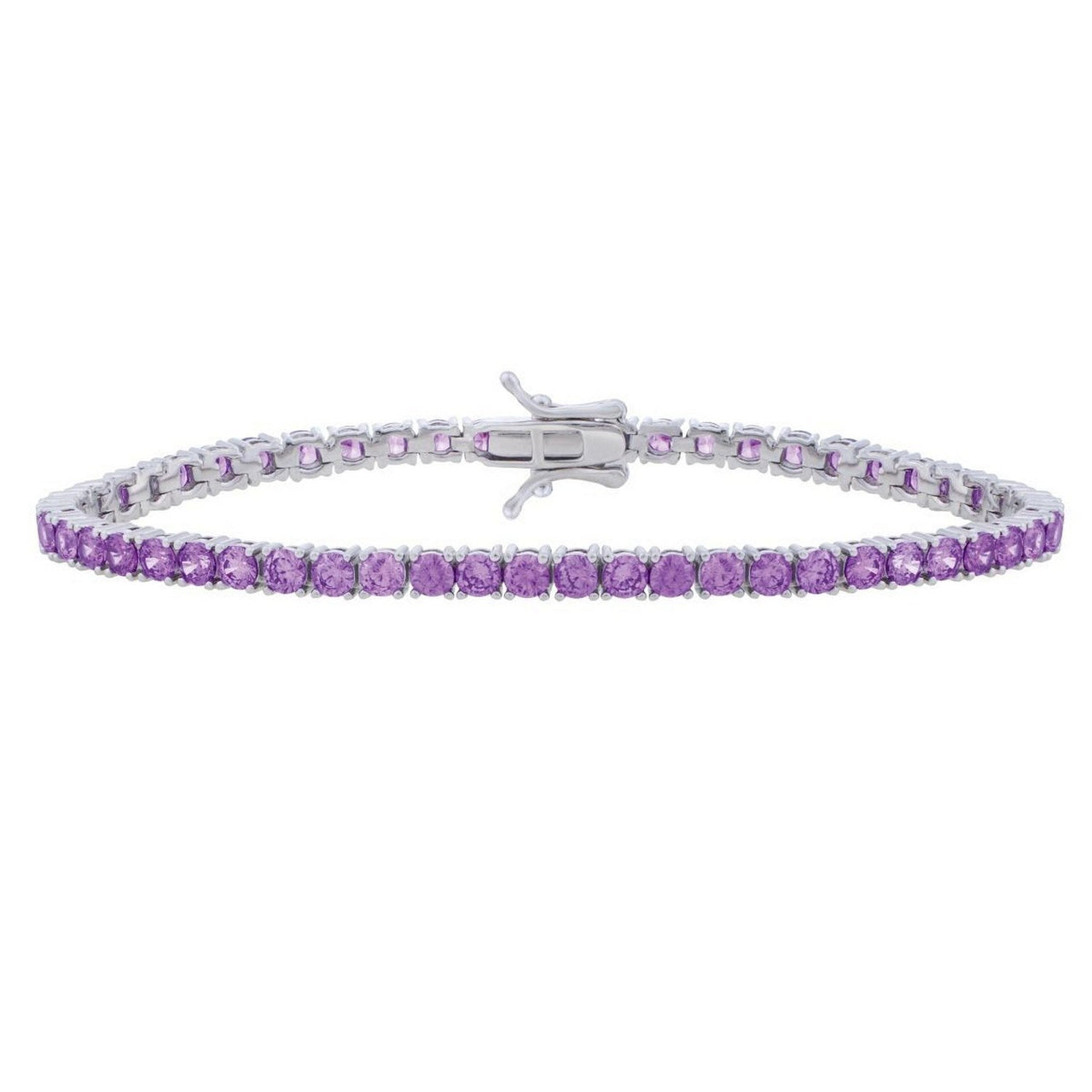 Sterling Silver Purple CZ Tennis Bracelet (3.30 mm) - KIAHMILLA