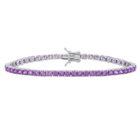Sterling Silver Purple CZ Tennis Bracelet (3.30 mm) - KIAHMILLA