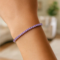Sterling Silver Purple CZ Tennis Bracelet (3.30 mm) - KIAHMILLA