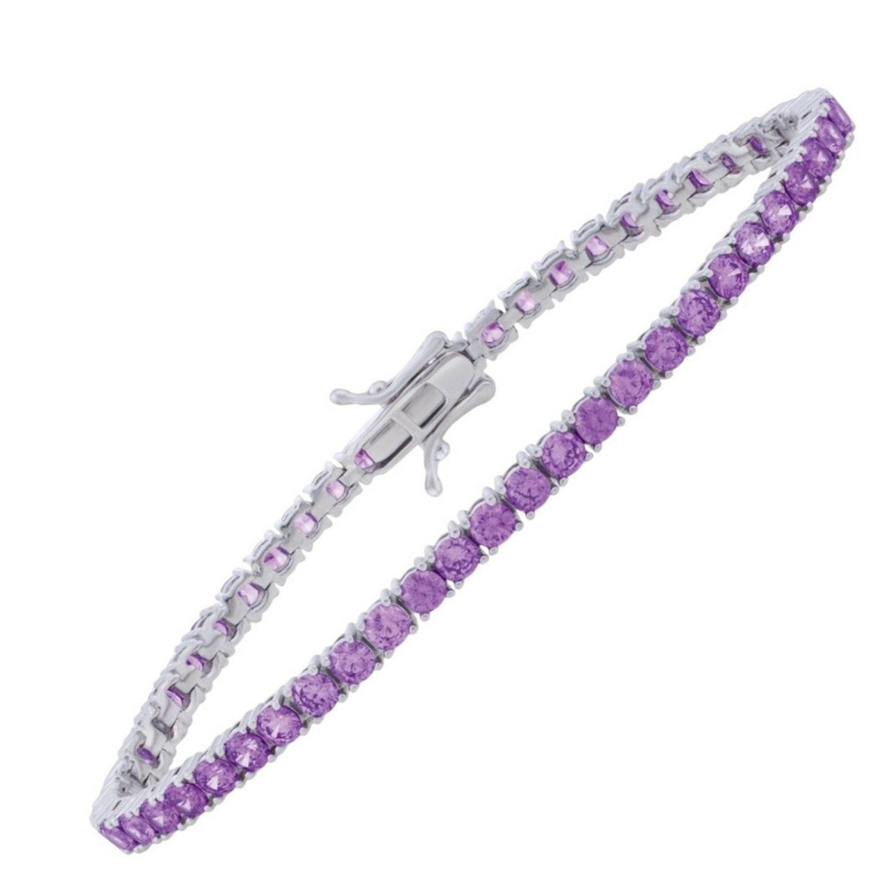 Sterling Silver Purple CZ Tennis Bracelet (3.30 mm) - KIAHMILLA