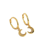 Sweet CZ Crescent Moon 925 Sterling Silver Hoop Earrings - KIAHMILLA